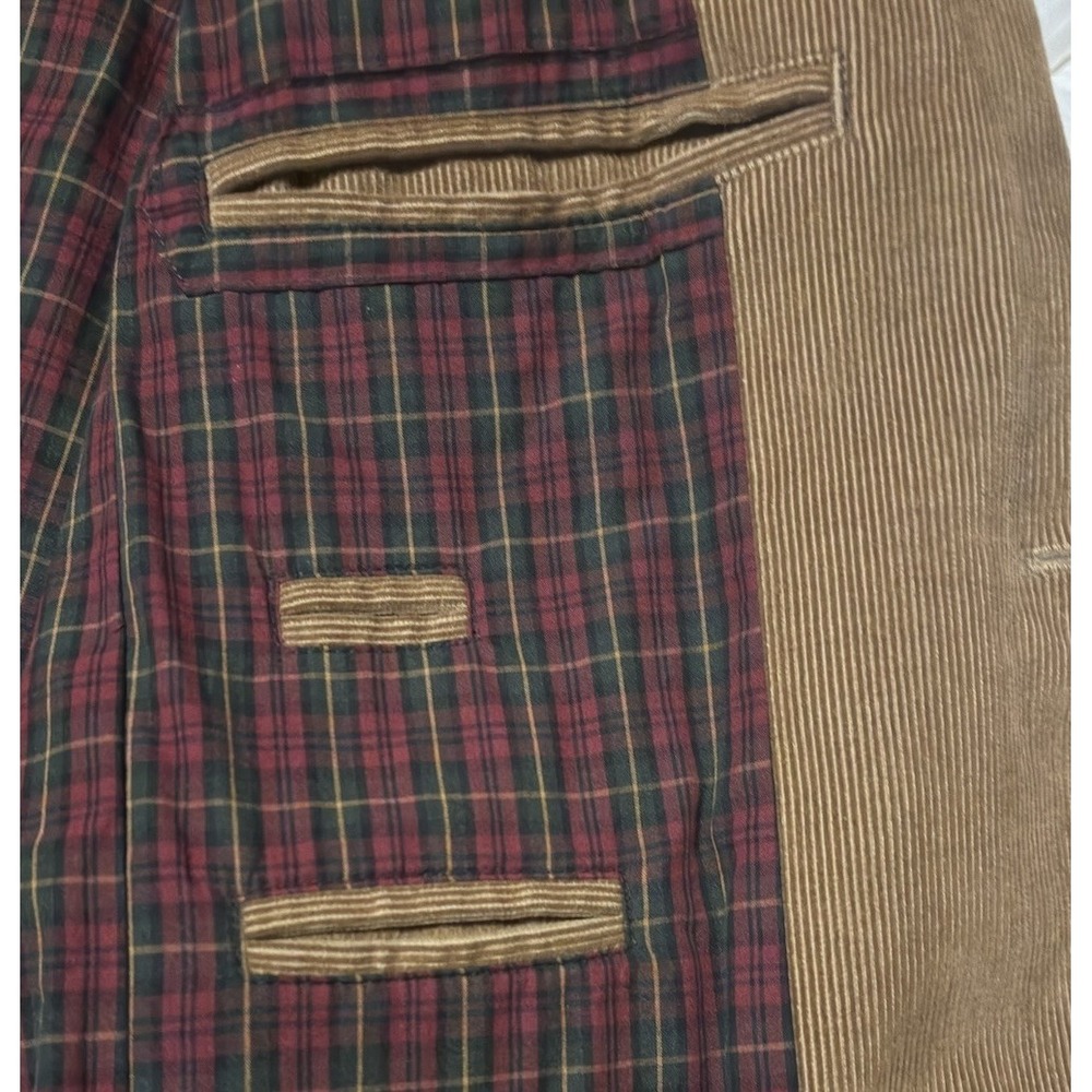 L.L. Bean Men Tan Brown Corduroy Blazer Jacket 40 Tall 3Button Plaid Lined 0J5C8 - Picture 8 of 14